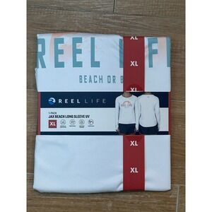 Reel Life Jax Beach Long Sleeve UV Sun Protection Shirt XL White‎ Palm